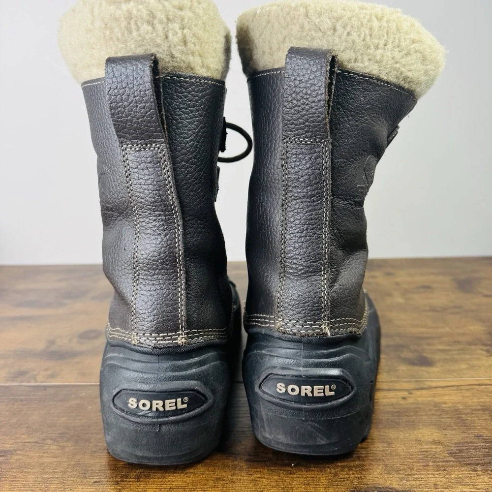 Sorel Men's Brown Black Alaska Leather Lace Up Warm Winter Boots Size 8